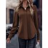 Women's Commuting Style Slim Fit Cardiga Button Double Door Tube Satin Lapel Long Sleeved Blouses & Shirts