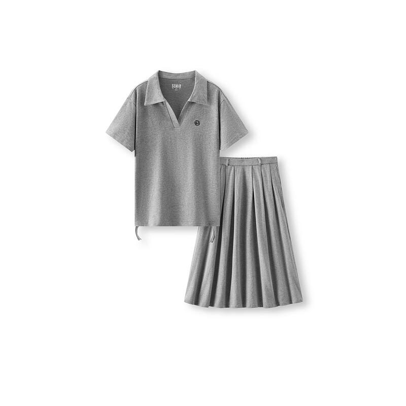 Semir Women's Pure Cotton Polo Shirt & Pleated Skirt Set