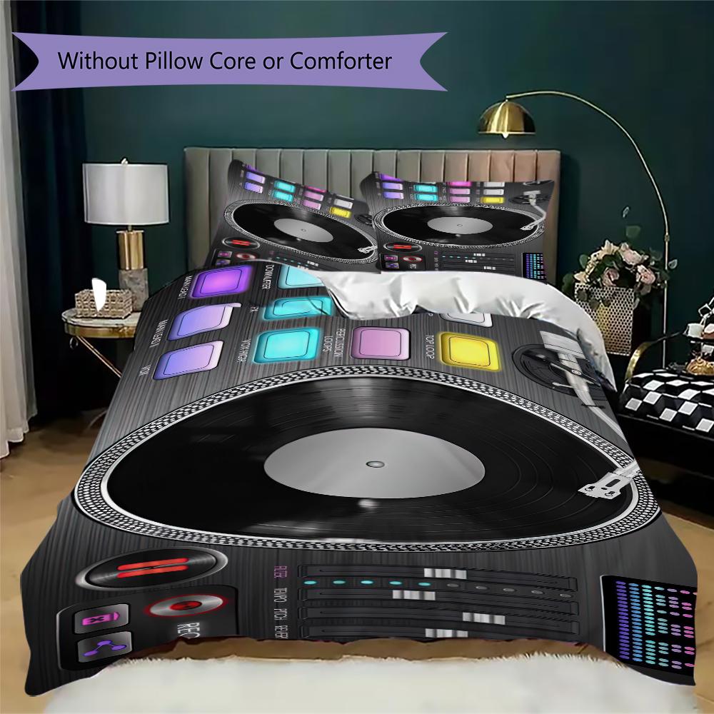 

1PC Music Records Theme Bedding Quilt Set Quilt Cover Pillowcase Home Decoration Birthday Gift (1 * duvet cover + 2 * pillowcase, without core)A11 135x200cm