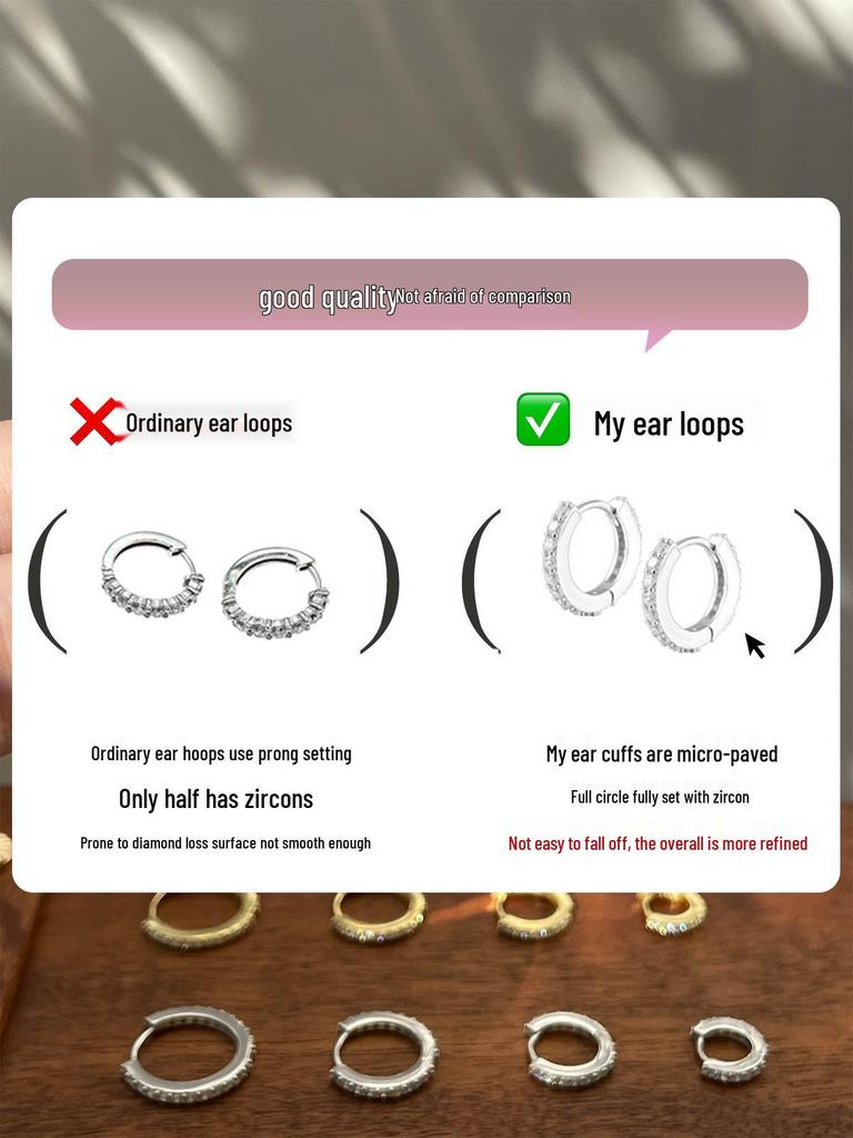 High-End Zirkon Silber Ohrringe: Einzigartige Ohrringe, Manschetten und Stecker für Frauen
