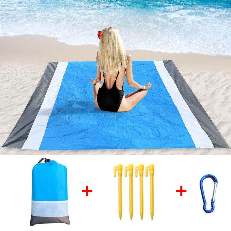 2x2.1m Waterproof No Sand Pocket Beach Towel Outdoor Picnic Camping Mat Portable Light Folding Mat Mattress Sand Free Beach Mat