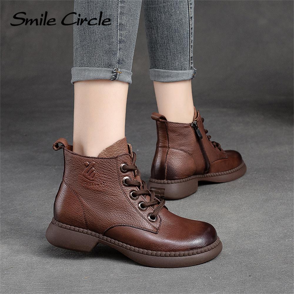 Damen-Stiefel aus echtem Leder, mit Schnürung, seitlicher