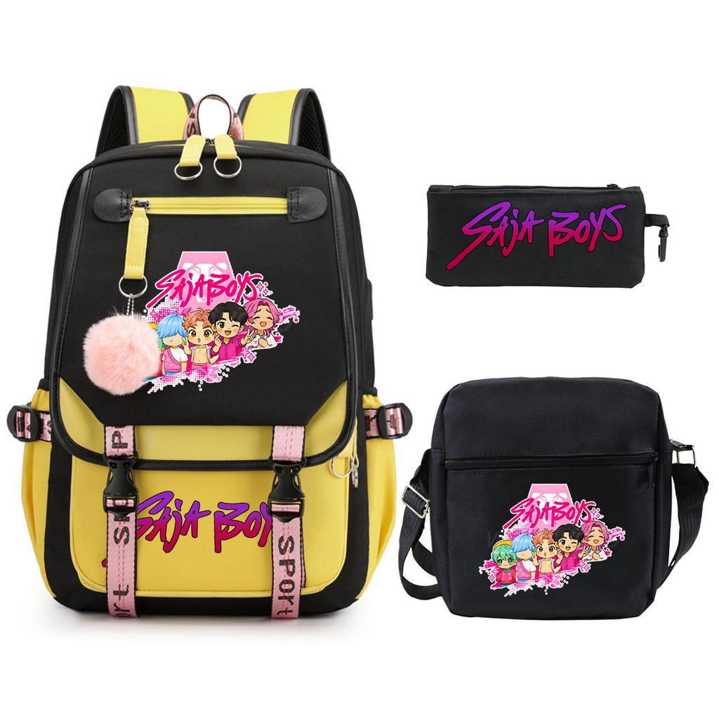 K-Pop Anime Cartoon Portable Shoulder Backpack Student Leisure School Bag Three-Piece Set