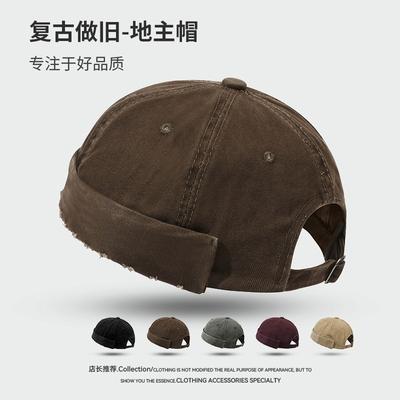 Hut Damen Herbst- und Wintermode vielseitige Persönlichkeit Melonenrinde Vermieterhut gewaschen und auf alt gemacht Retro-Trend Yuppie Hip-Hop-Hut