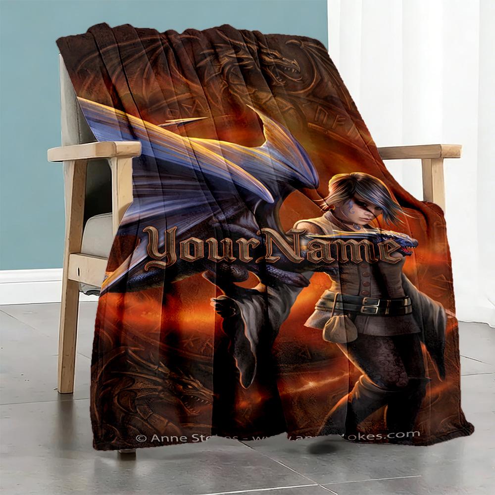 Gothic Illustrations Customize Your Name Blanket Throw Personalized Blanket Comfortable for Seaside Sofa Bed Bedding for All Occasions