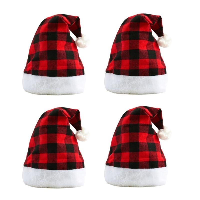 Adult Cosplay Santa Hat Comfortable Hat Traditional Lattice Pattern Christmas Santa Hat for Adult New Year Presents