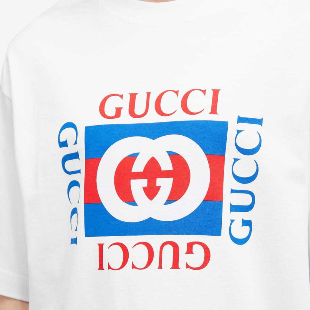 Gucci Cotton Jersey T-Shirt With Gucci Print 'White' Men's 784361-XJGKA-9074