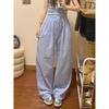 New Summer Sea Salt Soda Dopamine Casual Pants for Women Plaid Texture Polka Dot Drawstring Wide-leg Trousers
