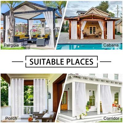 Waterproof Outdoor Curtains Sheer - Indoor Outdoor Grommet Top Waterproof Voile Sheer Drapes / Shades / Blinds for Patio Privacy