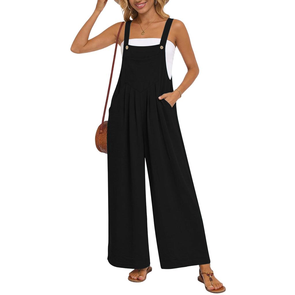 Women's Casual Loose Vintage- Cotton And Linen One-piece Pants With Drawstrings