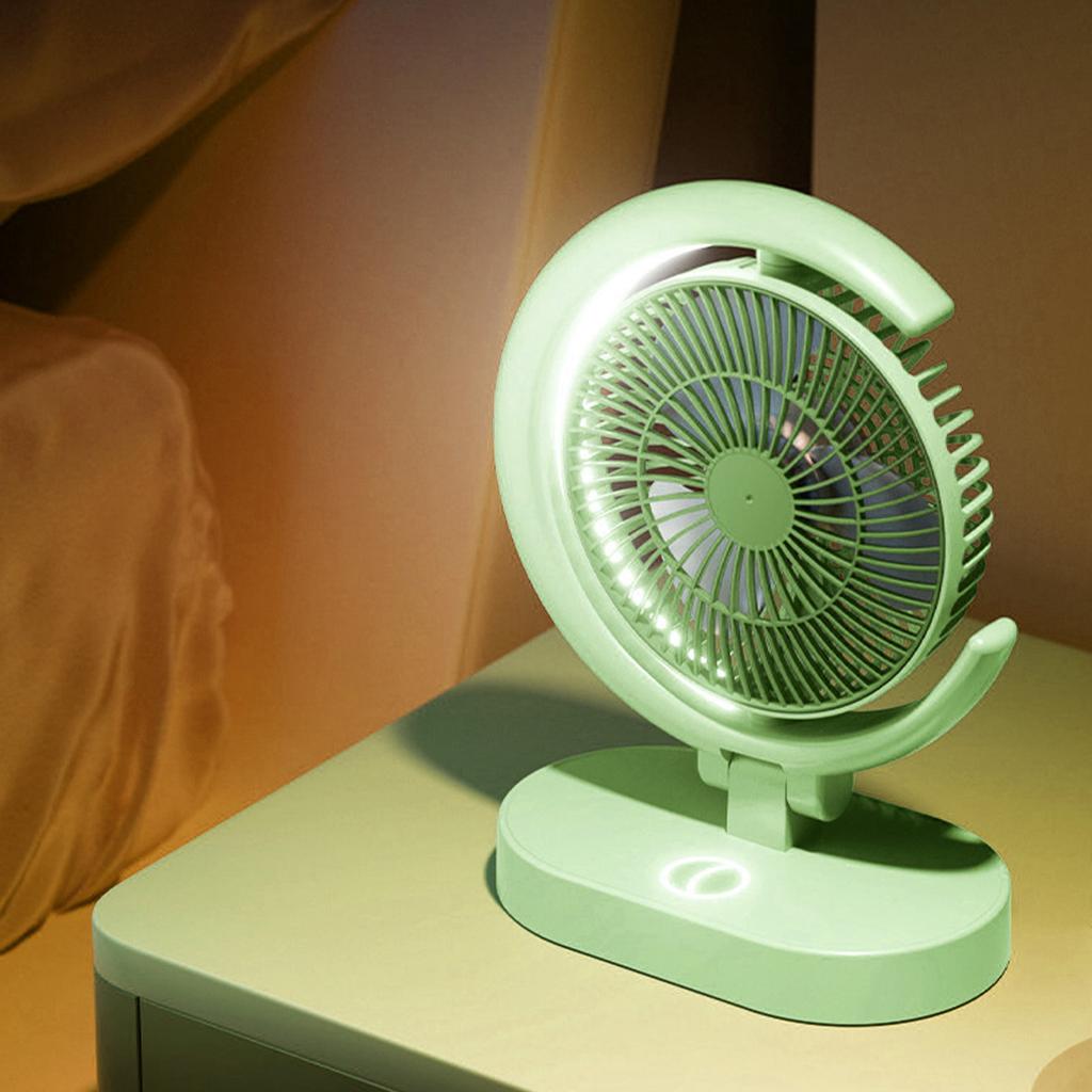 USB Desk Fan Rechargeable Quiet Small Portable Desktop Table Fan with Light for Home Travel