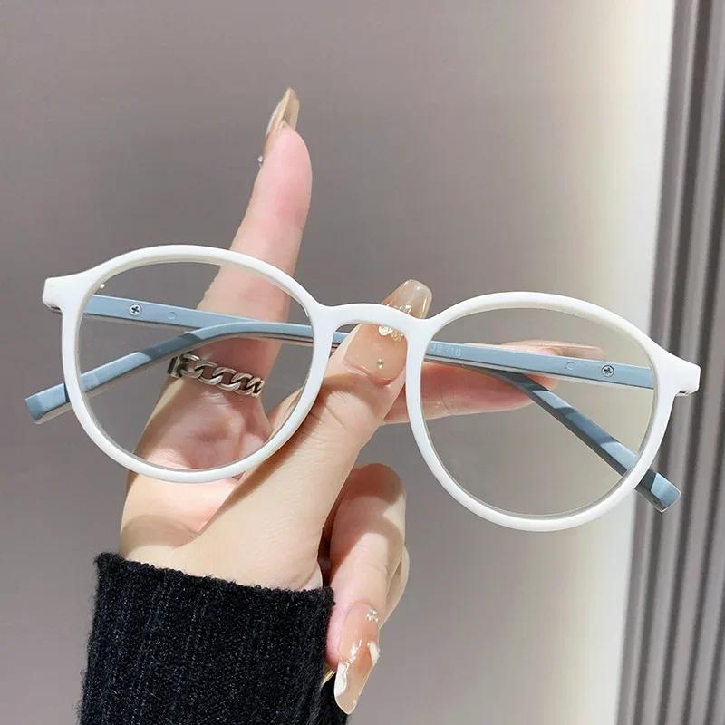 

Unisex New Ultra-light Round Frame Reading Glasses Men and Women New Fashion Anti-blue Light Anti-fatigue Farsighted Glasses +100 белый