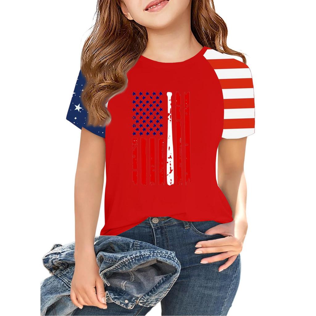 Tops For Youth Kids Boy And Girls 2-10 Years Round Neck Short Sleeve Trendy Tops