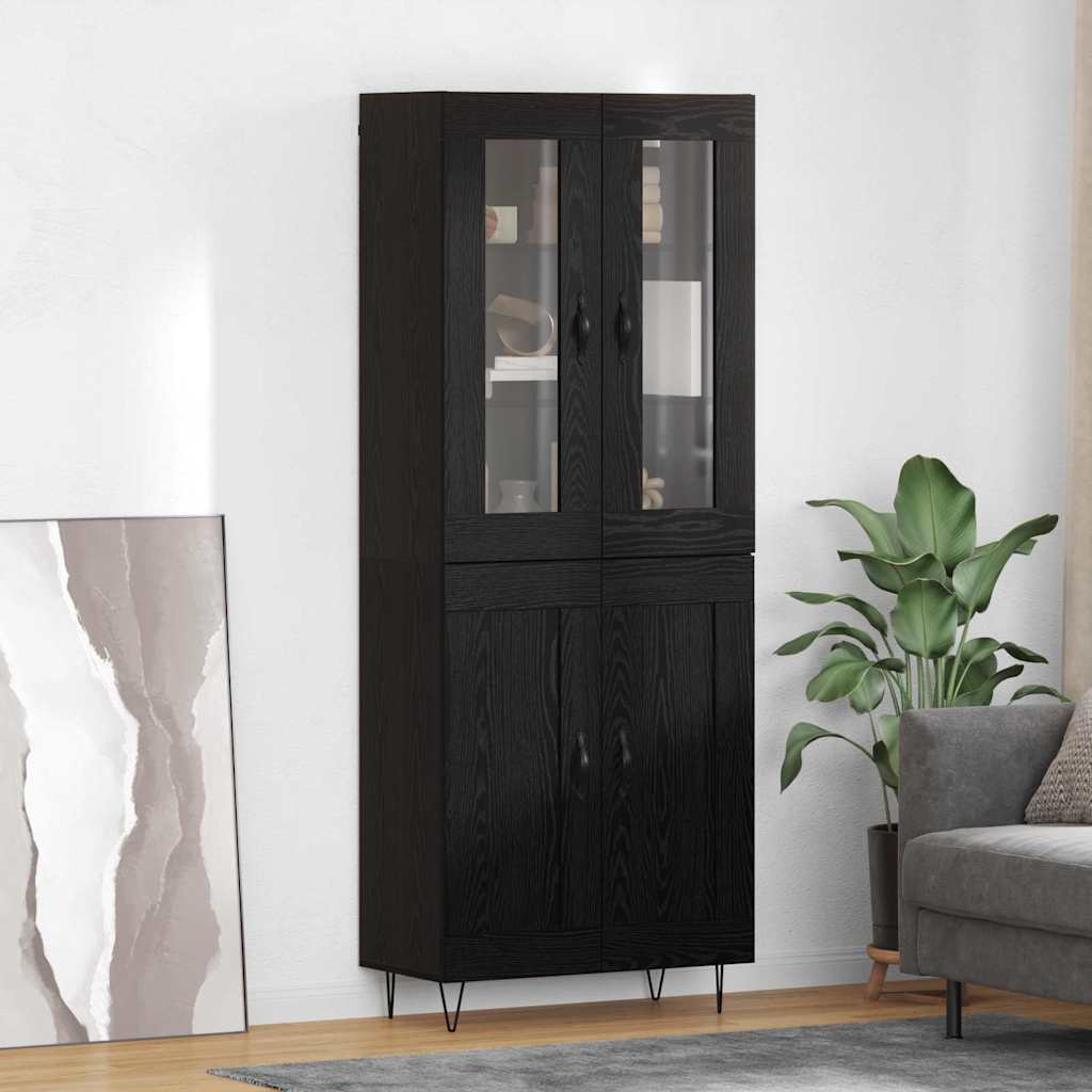Highboard in Black Oak Look 69.5 x 34 x 90 cm Particleboard