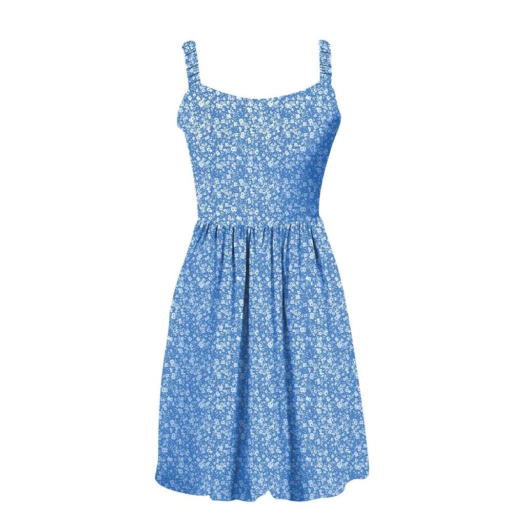 Robe d'été décontractée à col carré pour femmes, avec poches, mignonne, sans manches, taille haute, coupe trapèze, robe mi-longue