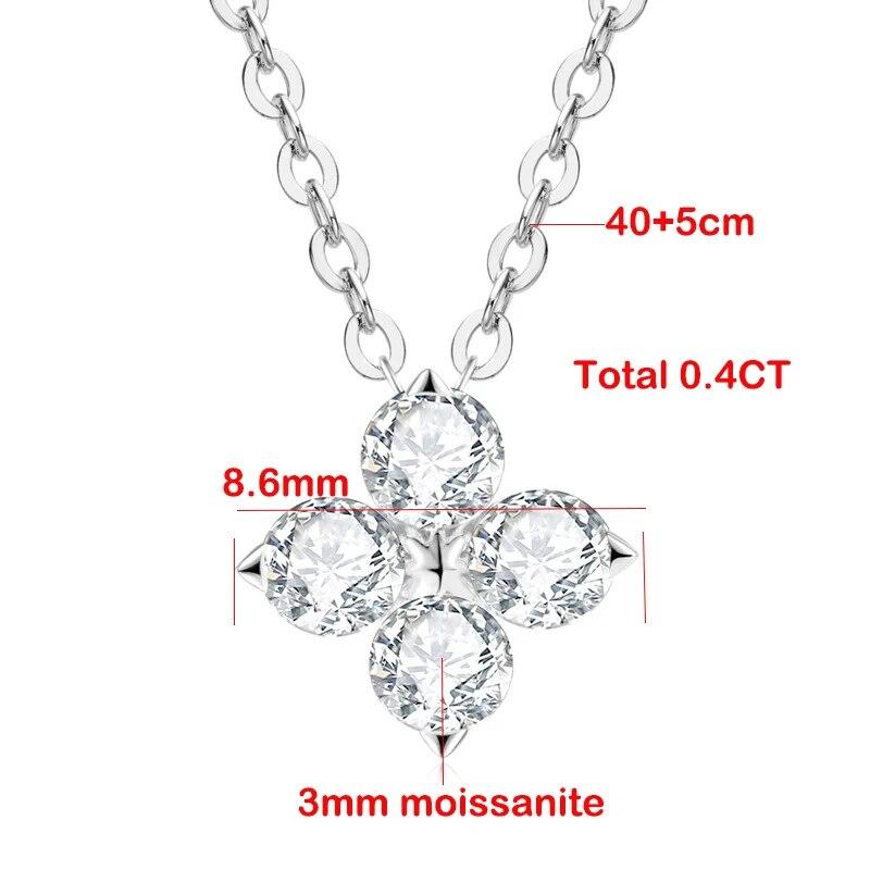D Color 0.4ct Moissanite Necklace for Women Vvs1 Pass Test Imitation Diamond Pendant 925 Sterling Silver Luxury Jewelry