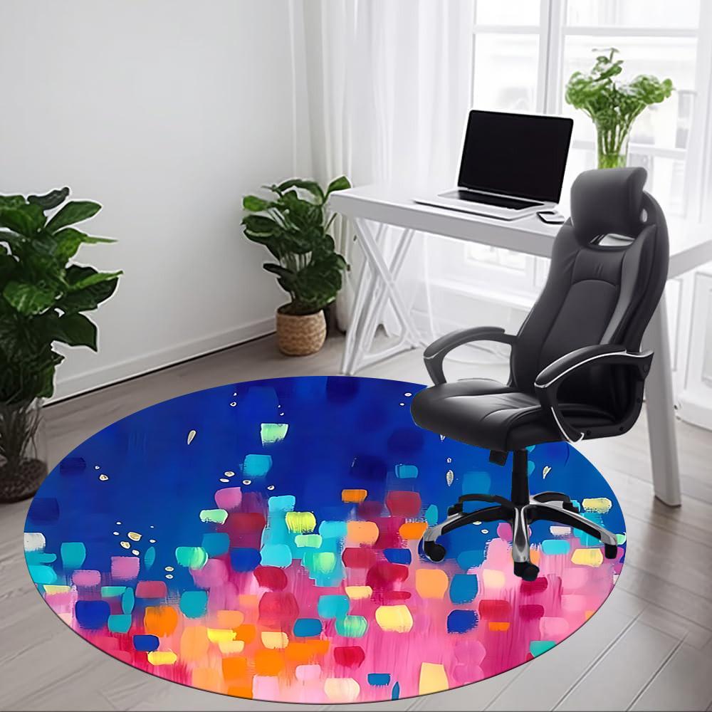 1pc Abstract Colors Office Round Rug, Non-slip, Soft and Durable Office Rug for Interior Decoration, Perfect for Office, Beautiful Decoration yy260323
