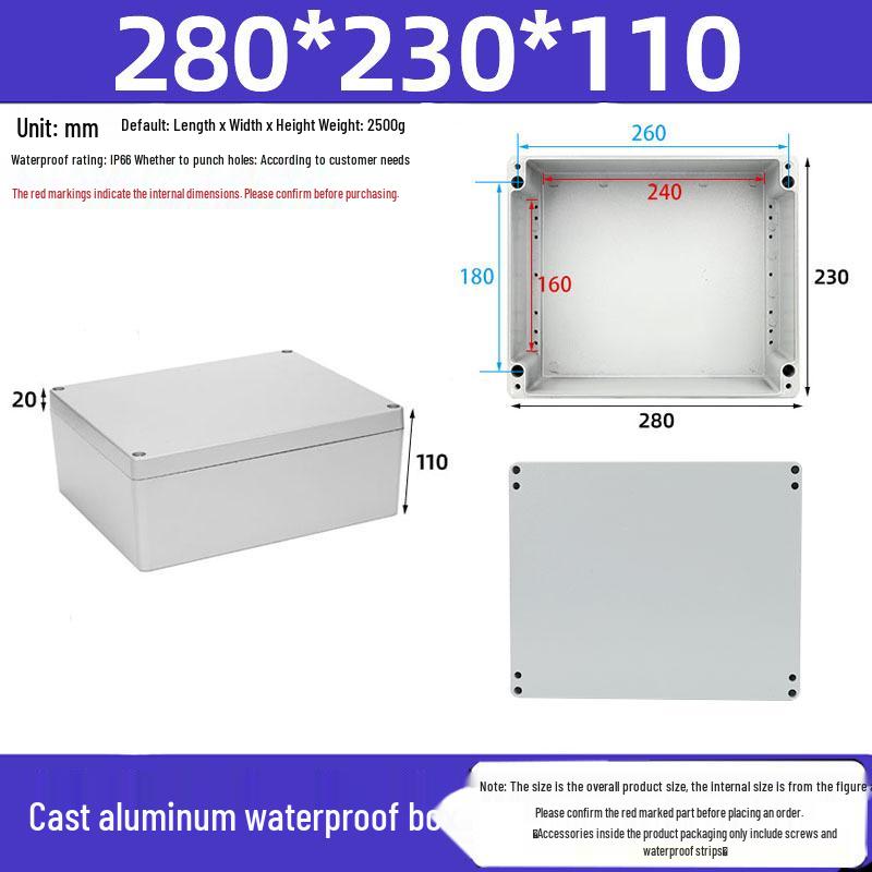 Druckguss-Aluminium Außenverteilerkasten IP65 Wasserdichtes Gehäuse