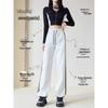 Women's Spring 2025 High-Waisted Striped Ankle-Cuff Sweatpants