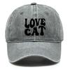 LOVE CAT" Print Snapback Baseball Hat, Animal Dad Hat Sporting Non-Stretch Fabric Lightweight Adjustable Buckle Adjustable Baseball Cap