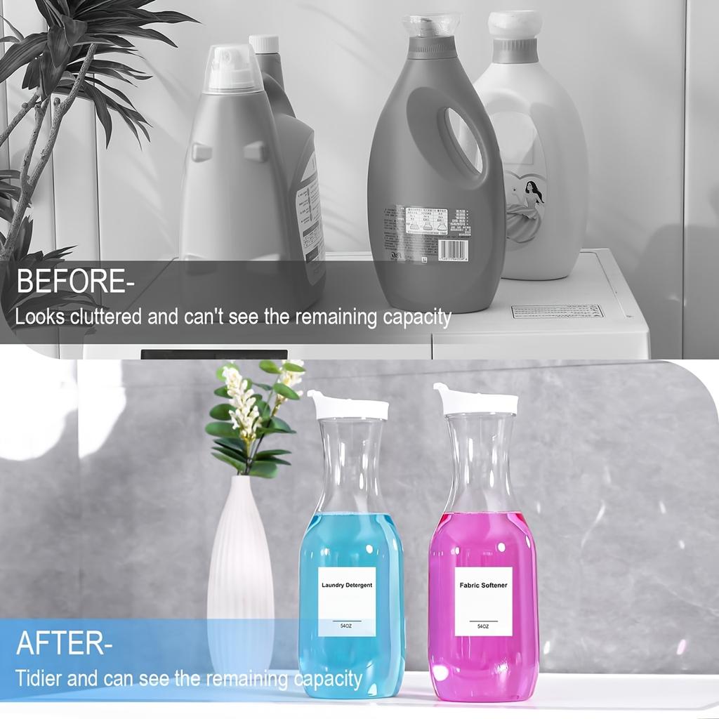 2 Pack 54 OZ Laundry Detergent Dispenser, Laundry Soap Dispenser, Liquid Laundry Detergent Container and Organizer Box, Clear