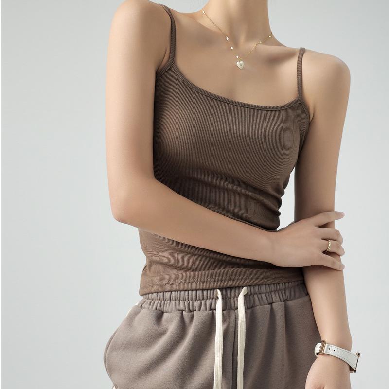Ribbed Camisole Tank Top for Women - Slim Fit, Underarm Coverage, Spring/Summer/Autumn Wear