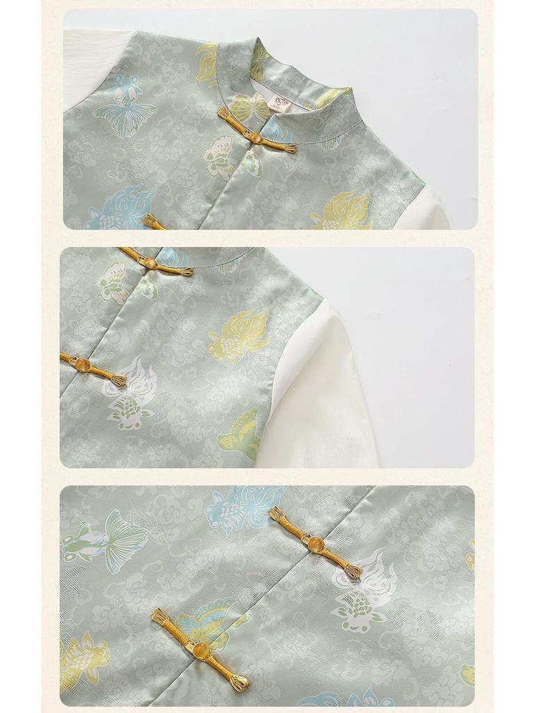 Boys' Long-Sleeve Tang Suit Hanfu Set - Chinese Style Children's Mid-Autumn Festival Costume