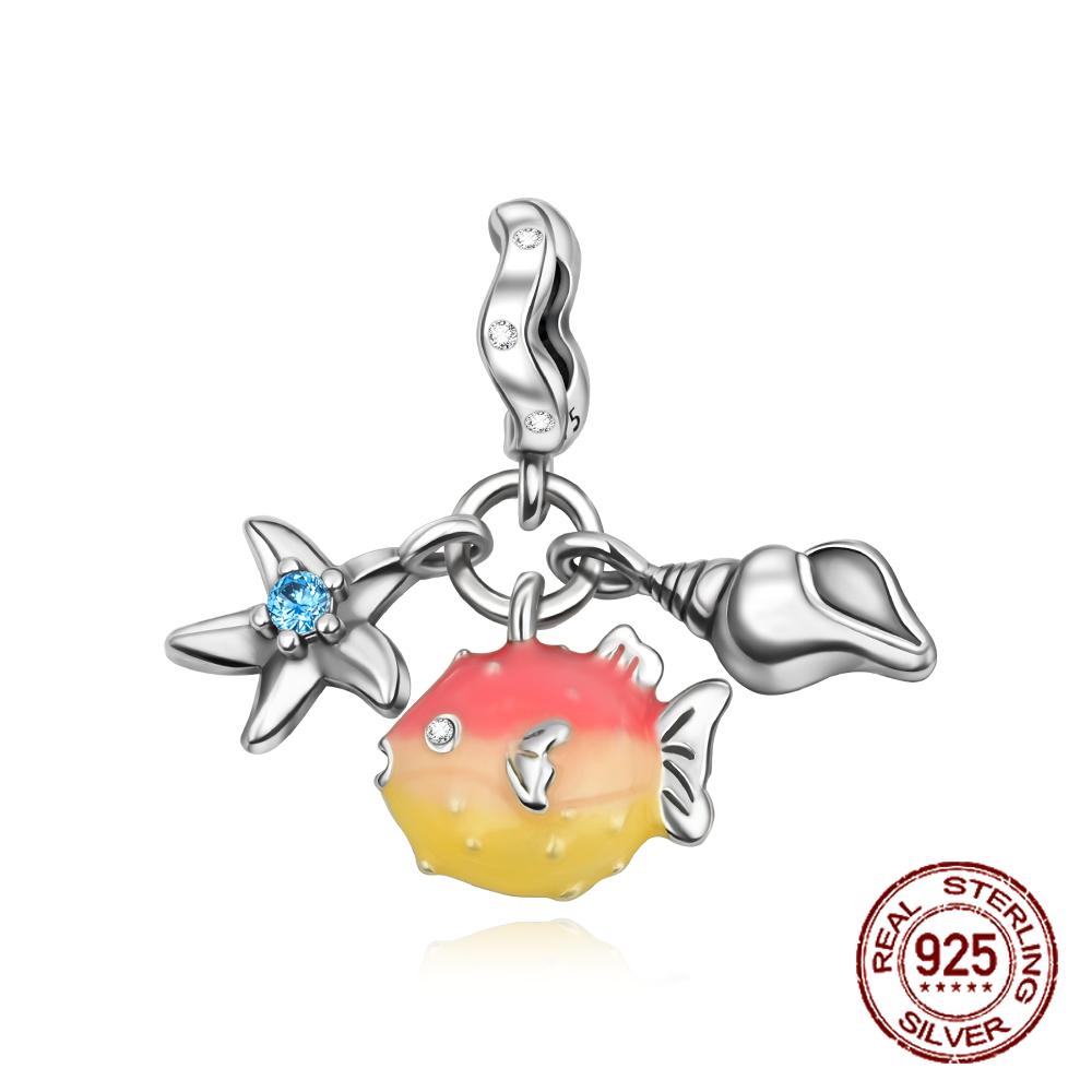 

Copper Ocean Life Pendants Starfish Shell Pufferfish Charms Fits Genuine Charms Bracelet Women DoItYourself Jewellery Gifts