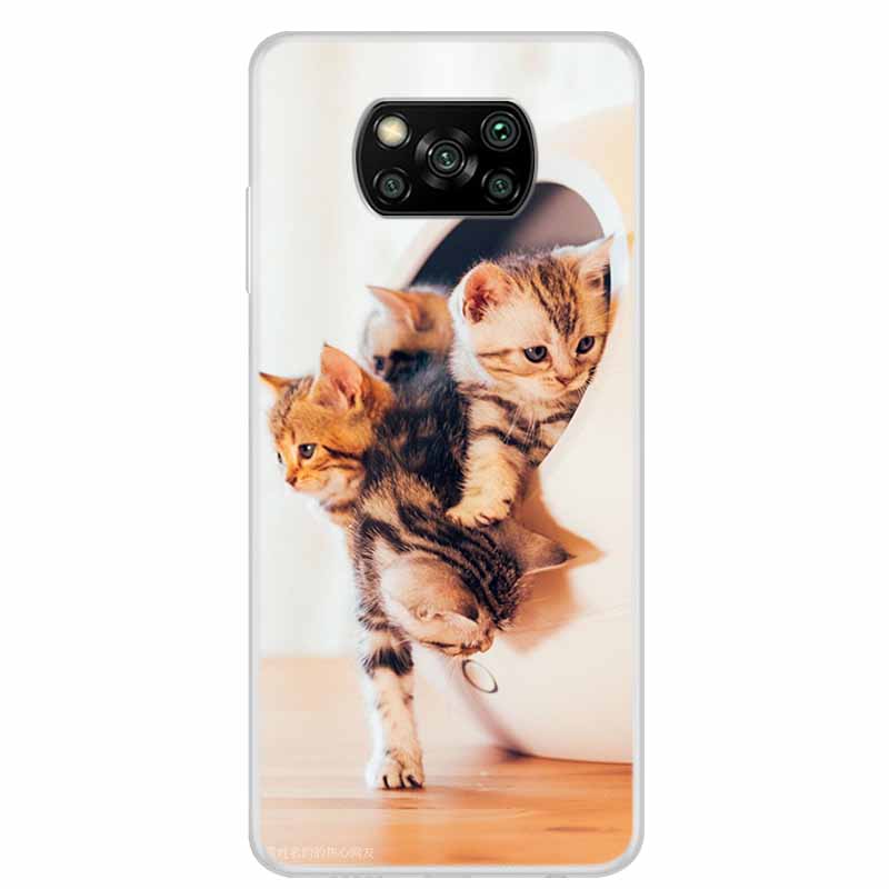 Phone Case For Xiaomi Poco X3 Pro TPU Back Cover Poco M6 Pro 4G F6 F5 F3 X6 X5 Transparent Clear Casing Soft Bumper Cats Fundas