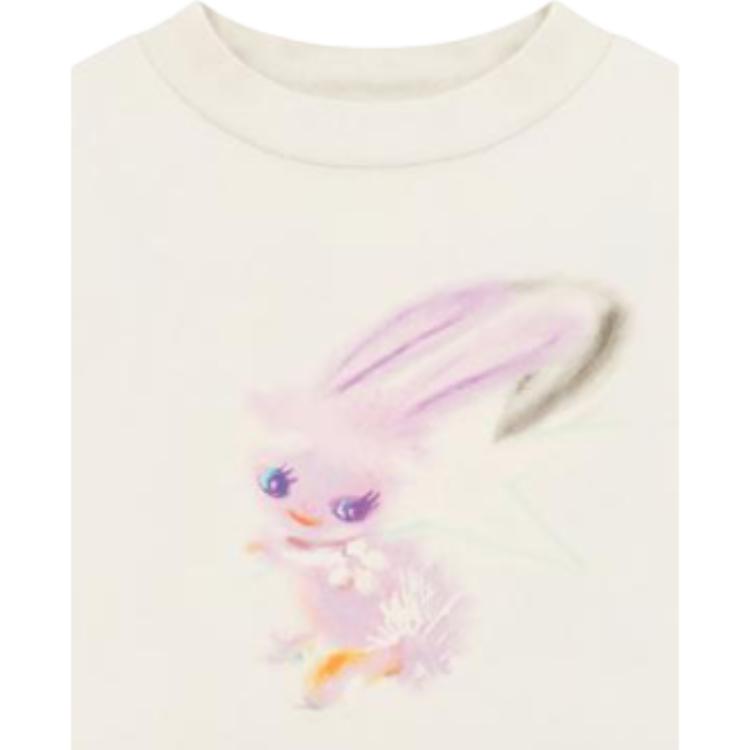 We11done Ss23 Round Neck Pullover Rabbit Print Cartoon Long Sleeve Sweatshirt Unisex sweatshirt Off-White WD-TT1-23-792-U-IV