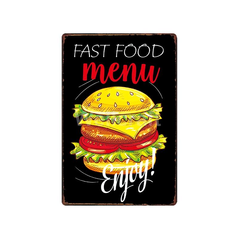 [ WellCraft ] Fast Food Hot Dog Ice Cream Pizza Coffee Metal Sign Wall Plate Pub Bar Vintage Painting Personality Decor LT-1723