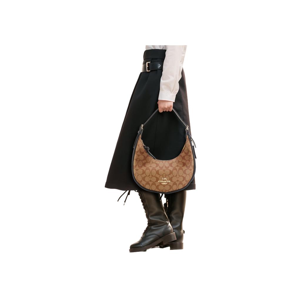 New COACH Bailey Coated Canvas With Pebbled Leather Armhole Shoulder Bag Handbag Shoulder Bag Women's Brown With Monogram C1322-IMCBI
