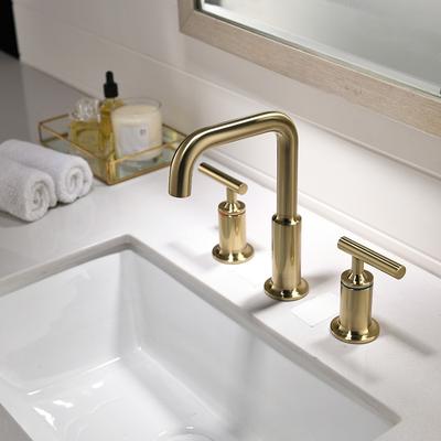 Tuqiu Widespread Basin Faucet 3 Holes Dual Handles Bathroom Basin Mixer Tap Brushed Sink Tap Rose Gold Bathroom Water Faucet