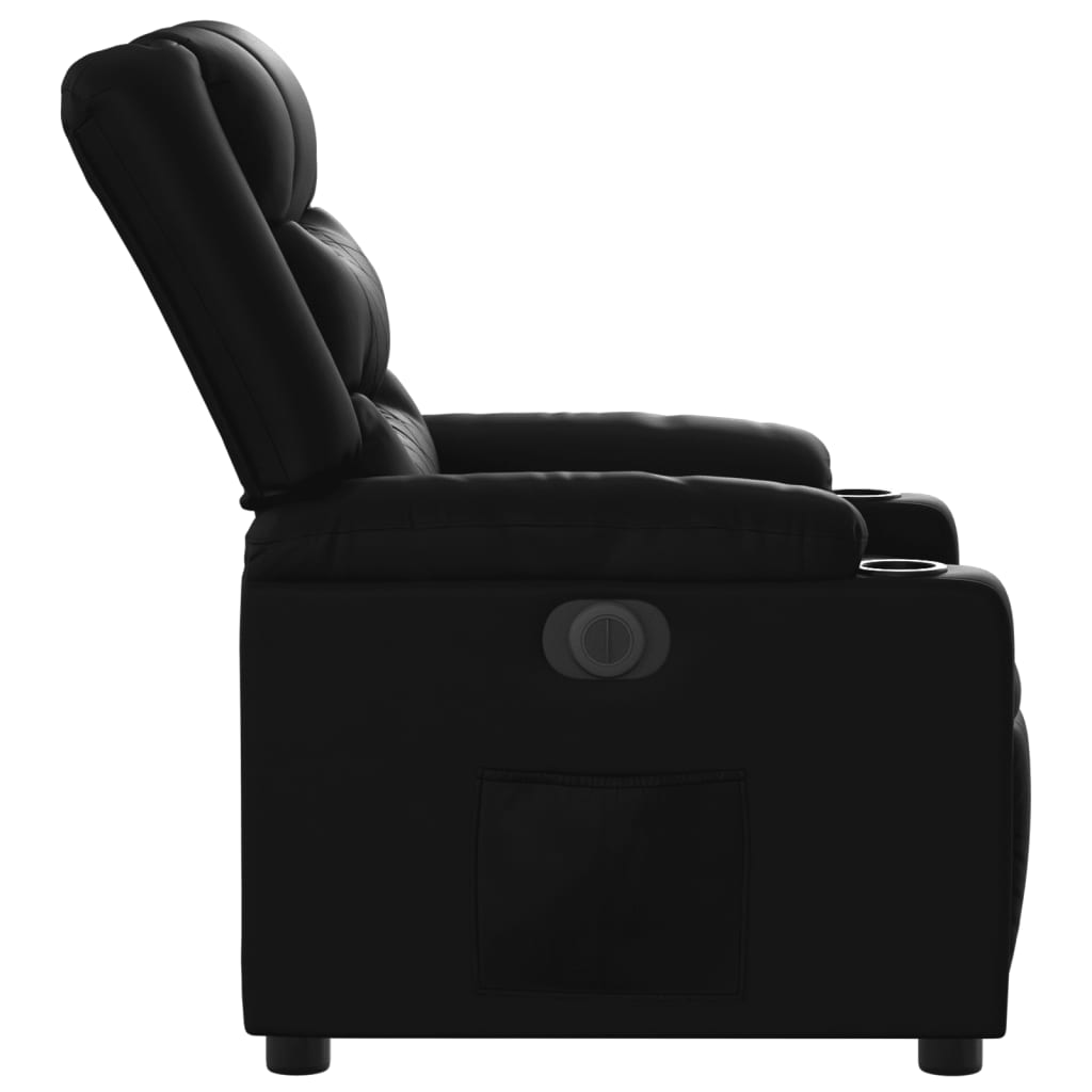 Electric Recliner Chair Black Faux Leather