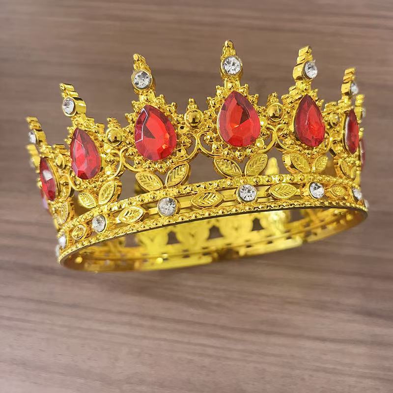 European and American Baroque Plastic Teardrop Crown Headwear for Brides Wedding Photography Accessories Full Round Coming of Age Ceremony Headwear