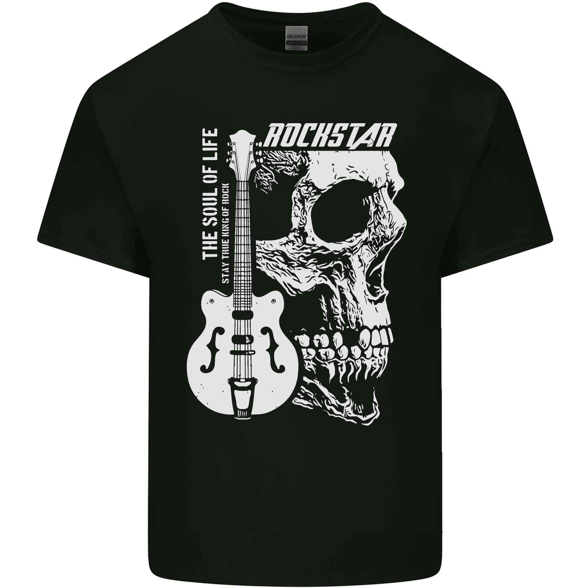 Rockstar Skull Rock Heavy Metal Guitar Unisexs Light Cotton TShirt S