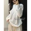 Unisex Solid Color Thickened Round Neck Long Sleeve T-shirt for Autumn/Winter