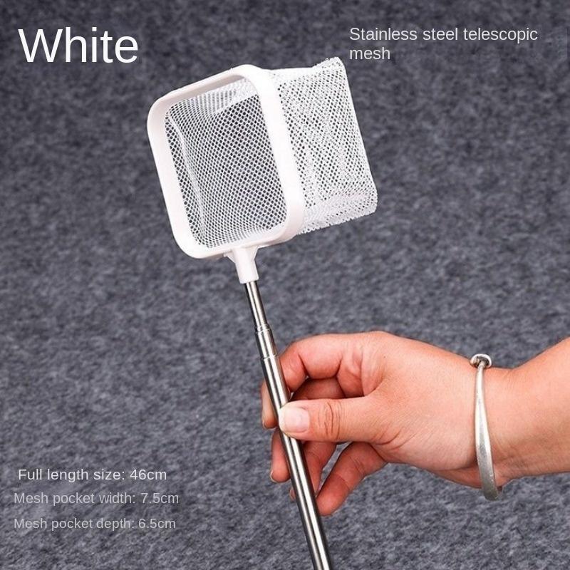 Filet de Pêche Rétractable en Acier Inoxydable 3D, Accessoires d Aquarium pour Petits Poissons White