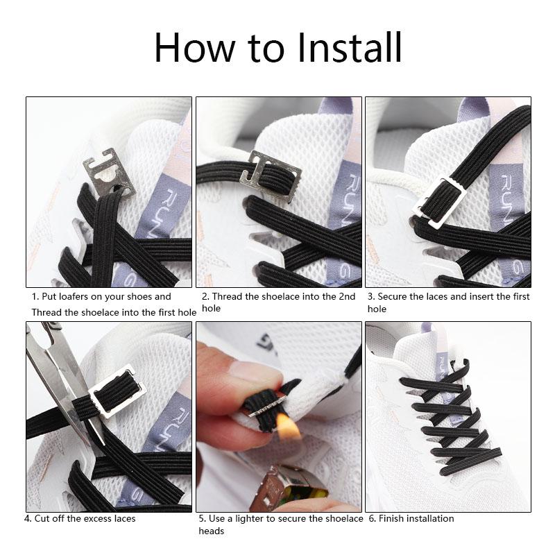 1 Pair Elastic No Tie Shoe Laces Anchors Flat Shoelace Lock Clip for Adults and Kids Tieless Shoelaces for Sneakers