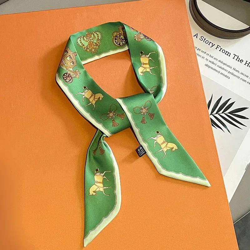 

Женский узкий тонкий шарф с принтом лошади, длинный ленточный шарф, ручка для сумки, многофункциональный декоративный шейный платок, резинка для волос 5x85cm