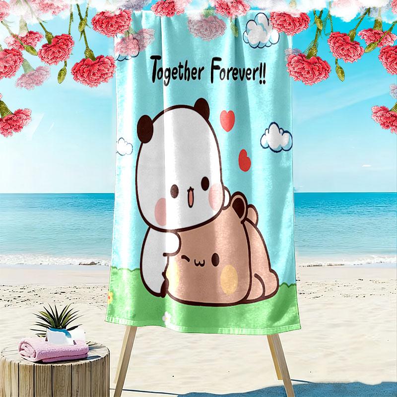 H67212Peach Goma Print Beach Towel, Large Soft Quick Dry Towel for Beach Camping Swimming