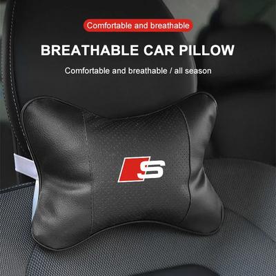 2025 Hot 1/2PCs Leather Car Interior Seat Headrest Neck Pillar Car Accessories For Audis Sline Quattro TT A1 A3 A4 A5 A6 A7 A8 Q