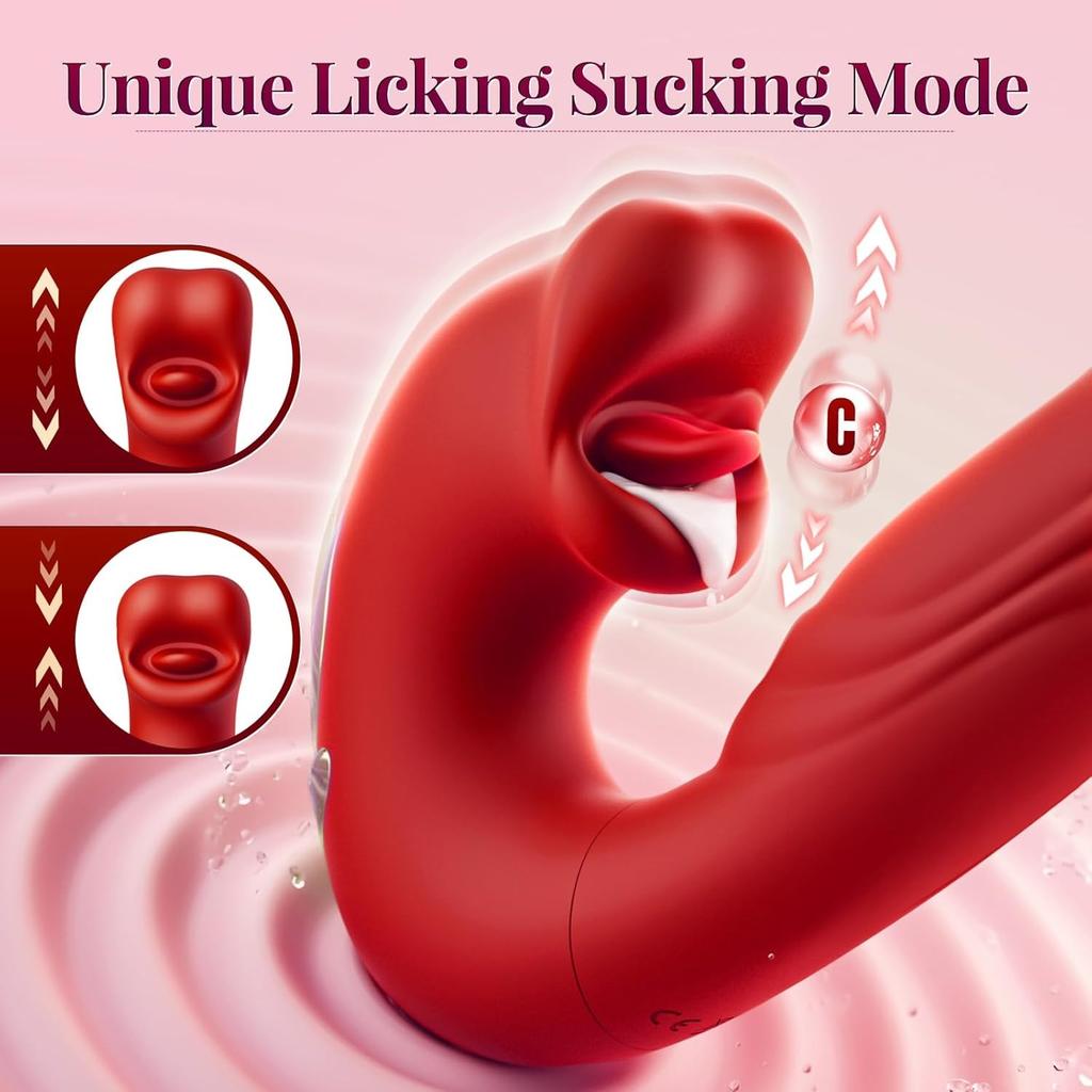 3 In 1 Tongue Licking Vibrator Telescopic Dildos Vibrating Anal Plug G Spot Vagina Clitoris Massager Adults Sex Toys for Women