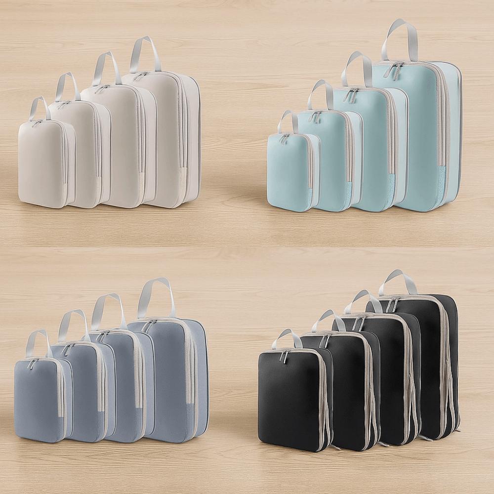 4Pcs 4 Size Travel Compression Packing Cubes Bag Waterproof Travel Bag  Travel