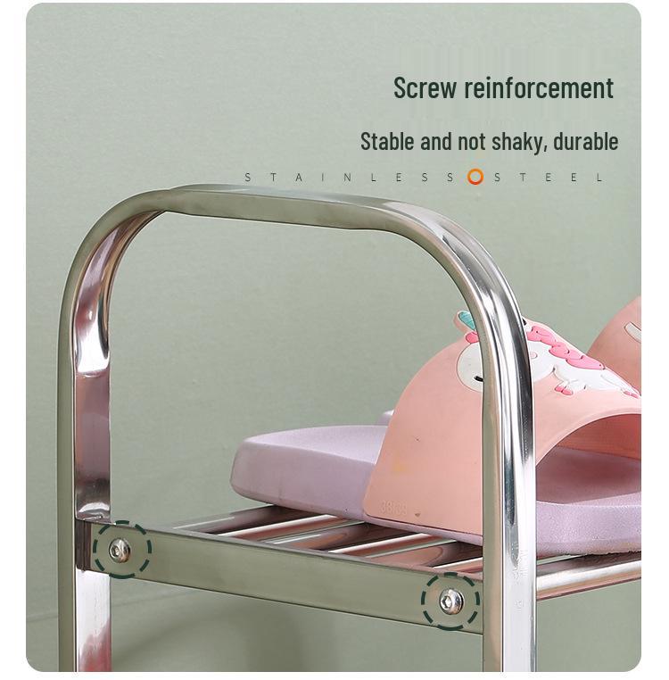 Stainless Steel Multi-layer Shoe Rack, Space-Saving Floor-Standing Shelf for Home and Dormitory Entrance.