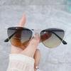 1Pc Round Cat-Eye Fashion Glasses for Women, Men, Casual Metal Glasses, Suitable for Driving, Beach and Travel