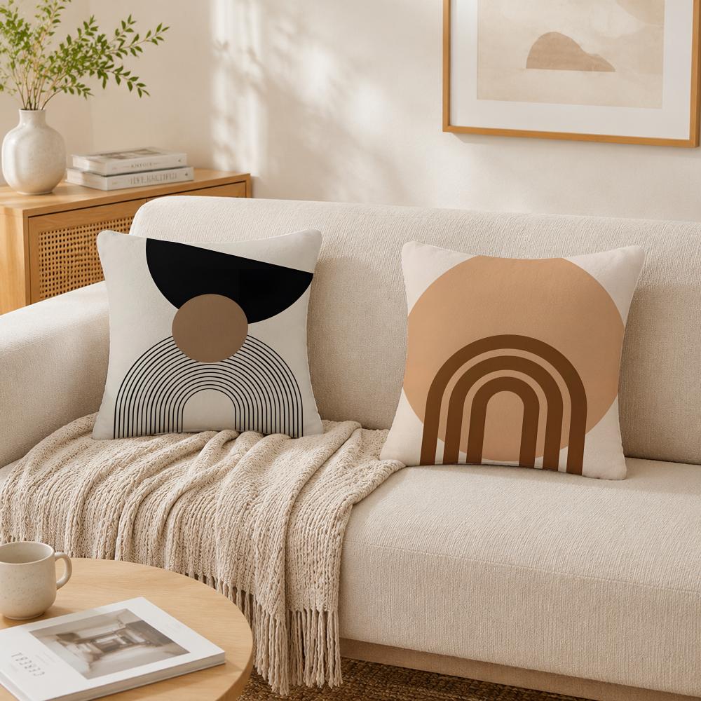 Nordic Abstract Art Pillow Case Double-Sided Plush Sofa Cushion Covers Organic Breathable Invisible Zipper