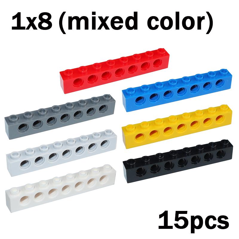 MOC Technology Assemble Particles Brick 1x8 with 7 Holes 3702 DIY Brick Playset Learning  Educational Toys  Playsets for Kids