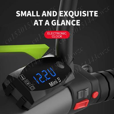 3 In 1 Digital Time Clock + Thermometer +Voltage Voltmeter LED Display Motorcycle Electronic Clock Waterproof Tester Voltmeter