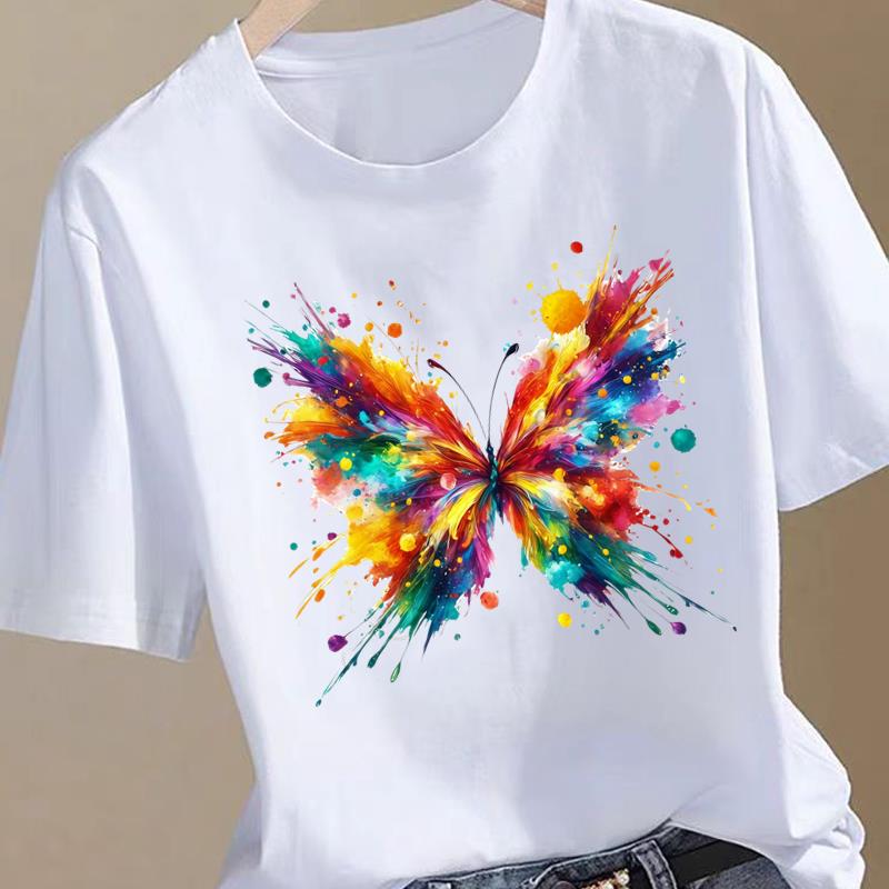(Asian Size) Trend Flower Sweet Women Printing Fashion Tee Top Clothing T Shirt Woman Print Female Short Sleeve Graphic T-shirts